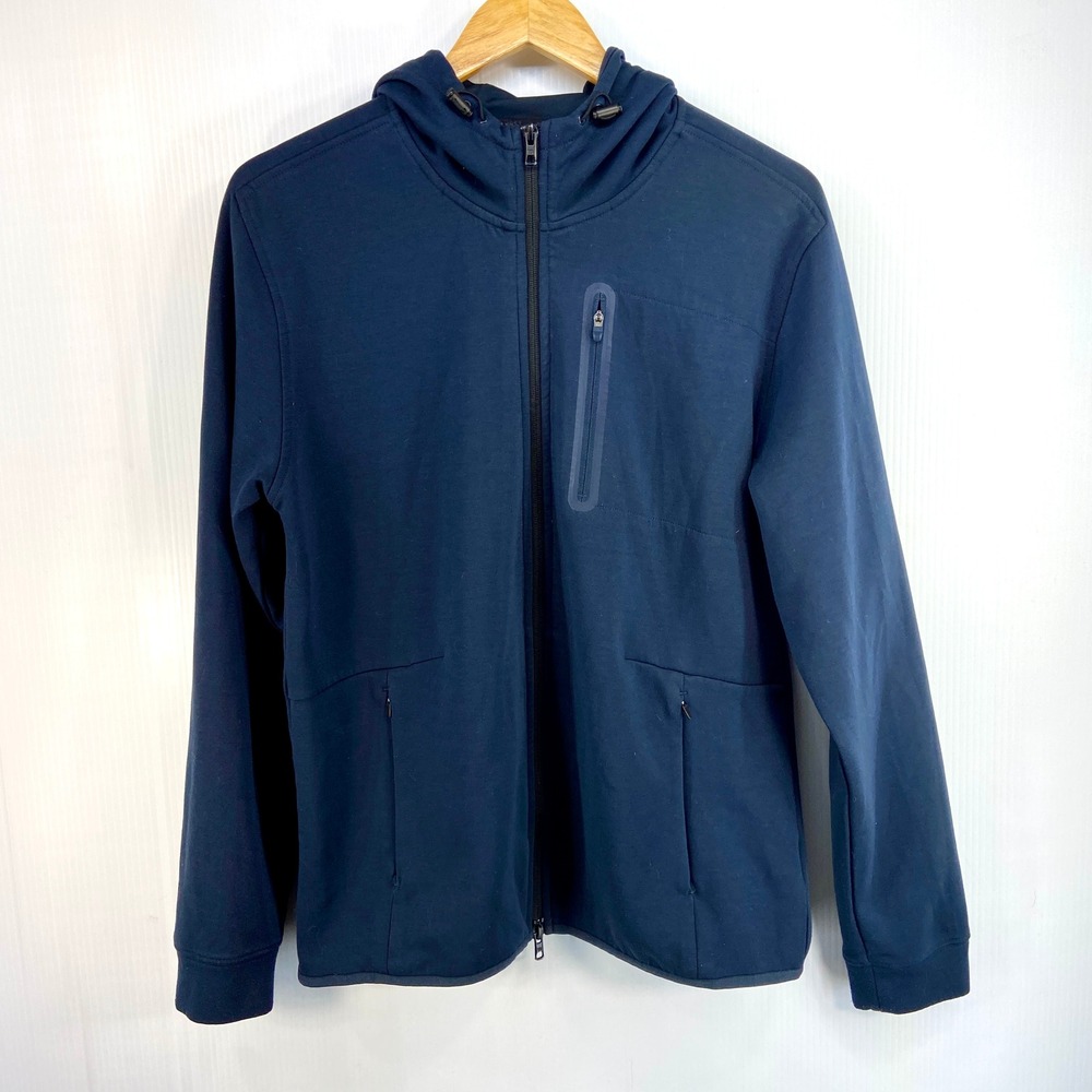 VRST Pinnacle Fleece Full Zip Hooded Moisture Wicking Jacket Navy Blue Men Small